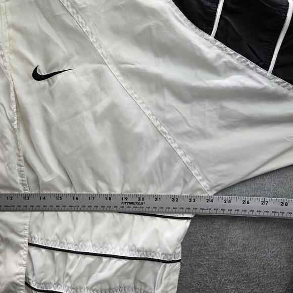 VINTAGE Nike Women Jacket M White Windbreaker Embroidered Big Swoosh Logo Y2K - Picture 10 of 14
